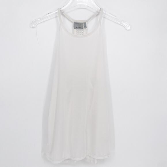 Athleta Kettlebella Small Racerback Workout Top White Mesh Back Gym Workout - Picture 1 of 8